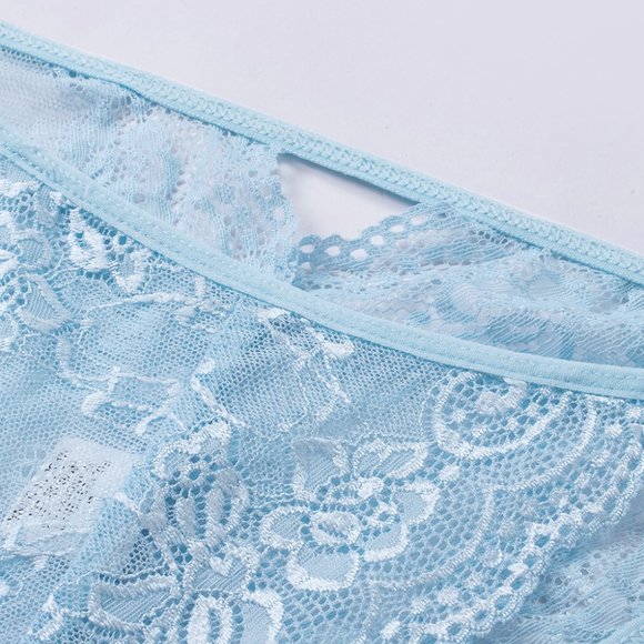 Sky Blue Floral Lace Panty - Picture 6 of 9